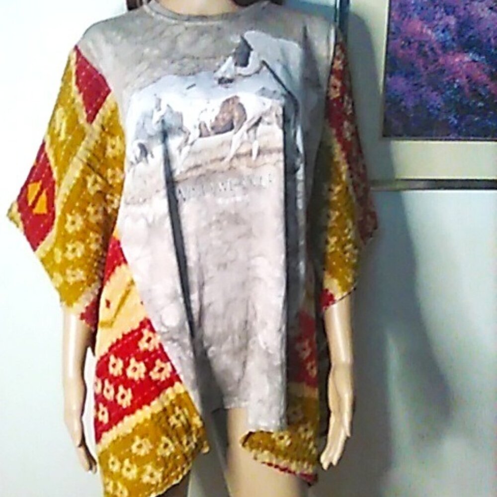 Horses David Behrens Kantha  Tunic 2XL & Under Wyoming Handmade Western Boho